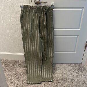 Woven medium olive/ivory ankle/pant